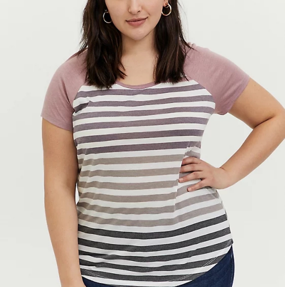 Torrid Striped Classic Fit Raglan Tee